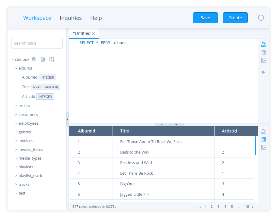 Fig. 4: Workspace (not empty database)